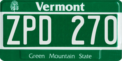 VT license plate ZPD270