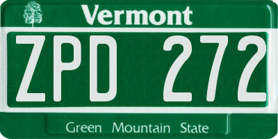 VT license plate ZPD272