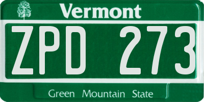 VT license plate ZPD273