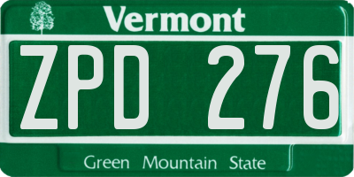 VT license plate ZPD276