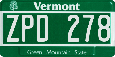 VT license plate ZPD278