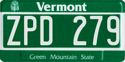 VT license plate ZPD279