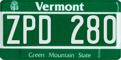 VT license plate ZPD280