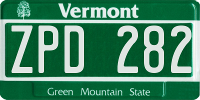 VT license plate ZPD282