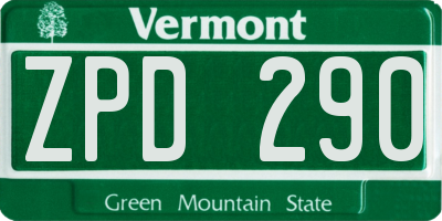 VT license plate ZPD290