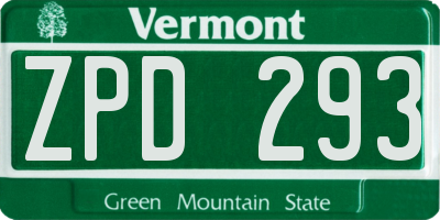 VT license plate ZPD293