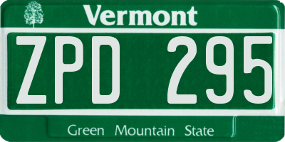 VT license plate ZPD295