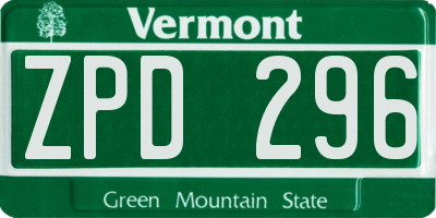 VT license plate ZPD296