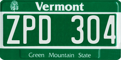 VT license plate ZPD304
