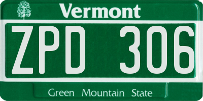 VT license plate ZPD306