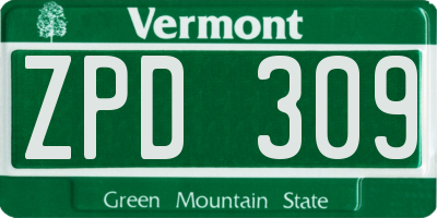 VT license plate ZPD309
