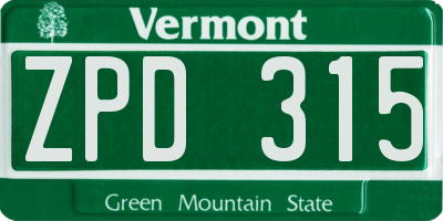 VT license plate ZPD315