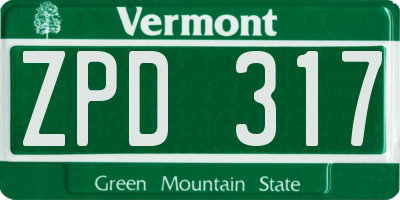 VT license plate ZPD317
