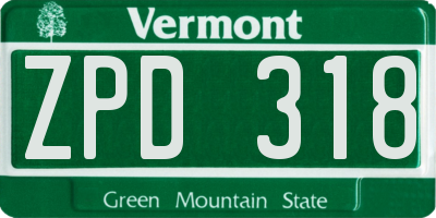 VT license plate ZPD318
