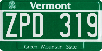 VT license plate ZPD319