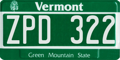 VT license plate ZPD322