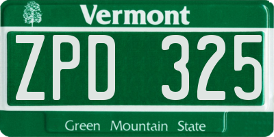 VT license plate ZPD325