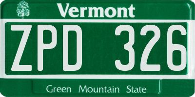 VT license plate ZPD326
