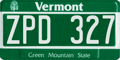 VT license plate ZPD327