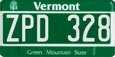 VT license plate ZPD328