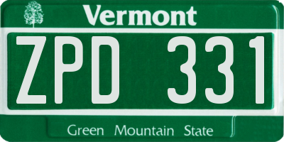 VT license plate ZPD331