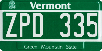 VT license plate ZPD335