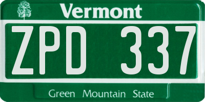 VT license plate ZPD337
