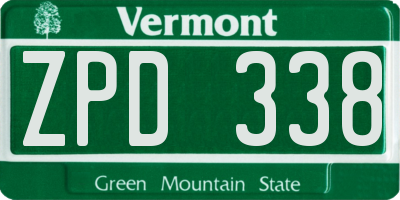 VT license plate ZPD338