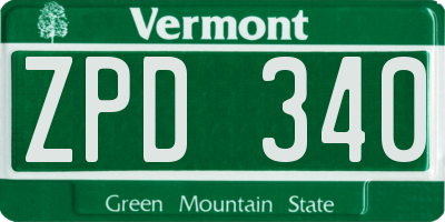 VT license plate ZPD340