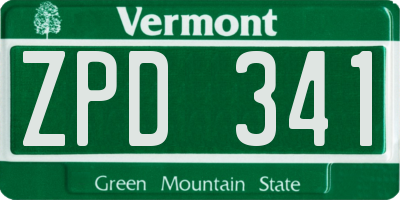 VT license plate ZPD341