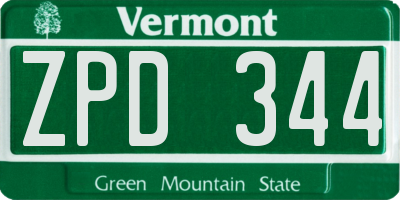 VT license plate ZPD344