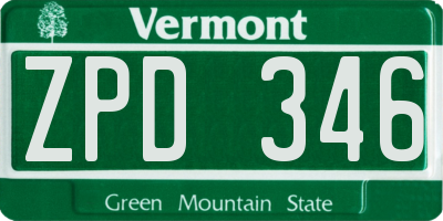 VT license plate ZPD346