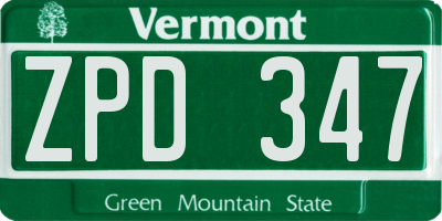 VT license plate ZPD347