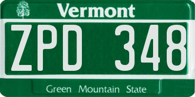 VT license plate ZPD348