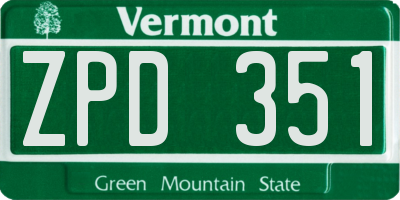 VT license plate ZPD351