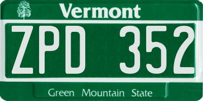 VT license plate ZPD352