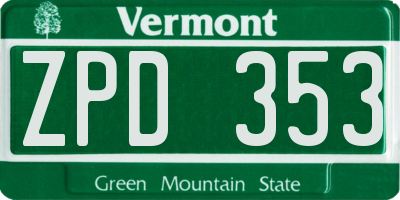 VT license plate ZPD353