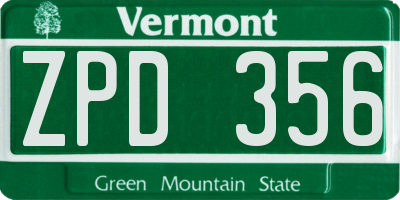 VT license plate ZPD356