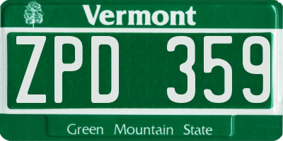 VT license plate ZPD359