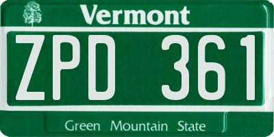 VT license plate ZPD361