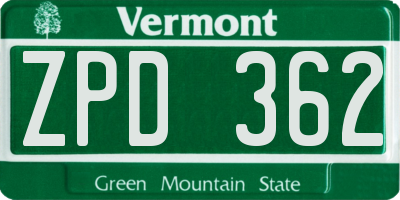 VT license plate ZPD362
