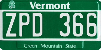 VT license plate ZPD366