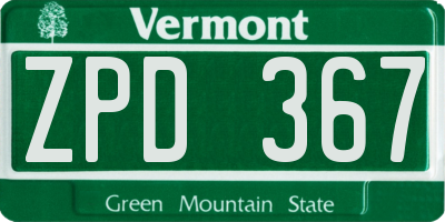 VT license plate ZPD367