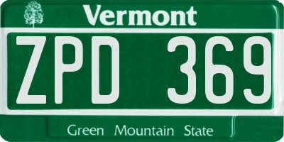 VT license plate ZPD369