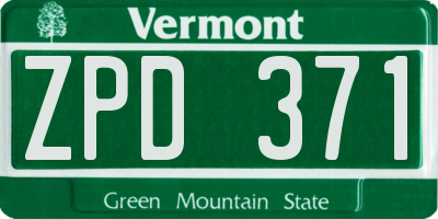 VT license plate ZPD371