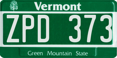 VT license plate ZPD373