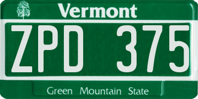 VT license plate ZPD375