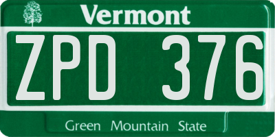 VT license plate ZPD376