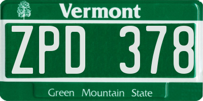 VT license plate ZPD378