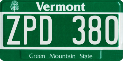 VT license plate ZPD380